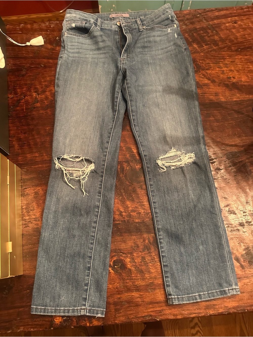 Joe's Jeans Women's Straight Leg Distressed Denim in Medium Blue